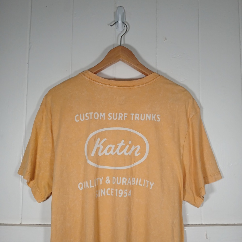 Katin Custom Surf Trunks Graphic T-Shirt Mens XL Orange Organic Cotton Tee